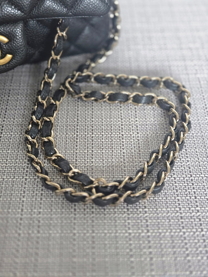 Chanel series 25 2018 Summer/Spring 18S Collection Pearly Dark Grey Caviar LGHW Mini Rectangular Flap Bag