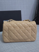 Load image into Gallery viewer, Chanel 22C 2022/2023 Cruise Collection Beige Lambskin Classic Mini Rectangular Flap Bag with Champagne GHW
