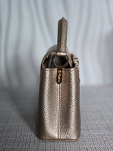 Load image into Gallery viewer, LOUIS VUITTON LV Metallic Taurillon Embellished Flower Crown Mini Capucines in Gold
