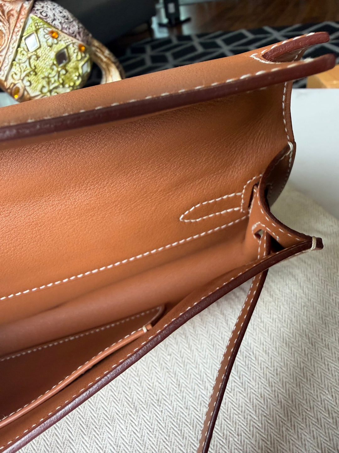 Hermès Kelly Cut Gold Swift Leather PHW Stamp R 2014