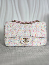 Load image into Gallery viewer, Chanel 25C 2025 Cruise Collection Multi-colored Tweed Champagne GHW Mini rectangular flap bag
