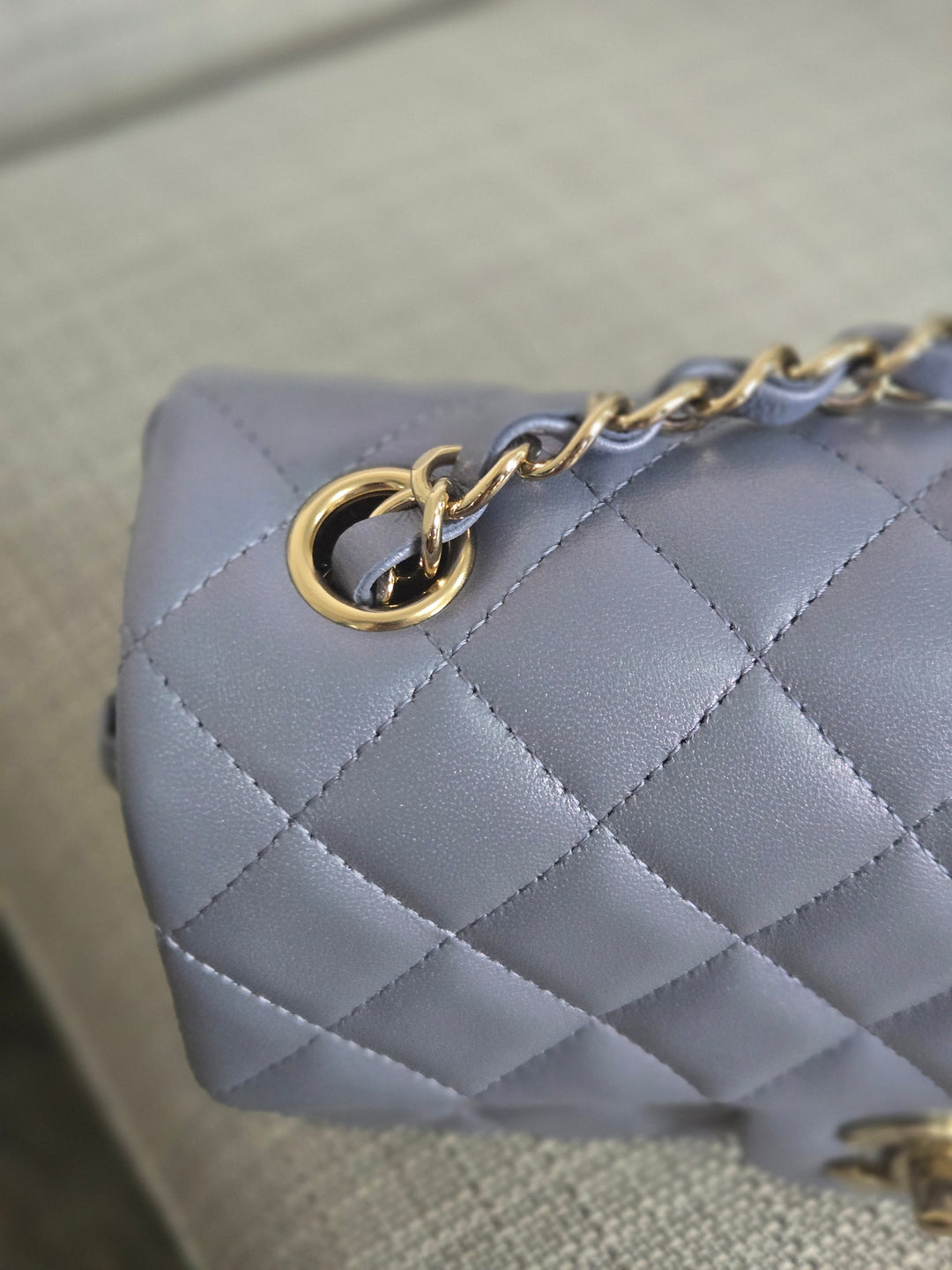 Chanel 22B Iridescent Light purple lambskin champagne GHW Mini Rectangular Flap Bag