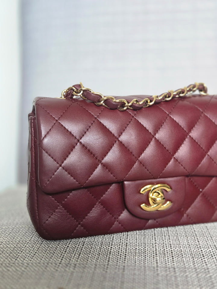 Chanel series 21 2015 15B Collection Burgundy Lambskin GHW Mini Rectangular Flap Bag