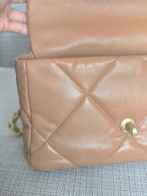 Load image into Gallery viewer, Chanel 19 in 22A/K collection Caramel Brown Lambskin with mixed HW Flap Bag size Small 26 cms
