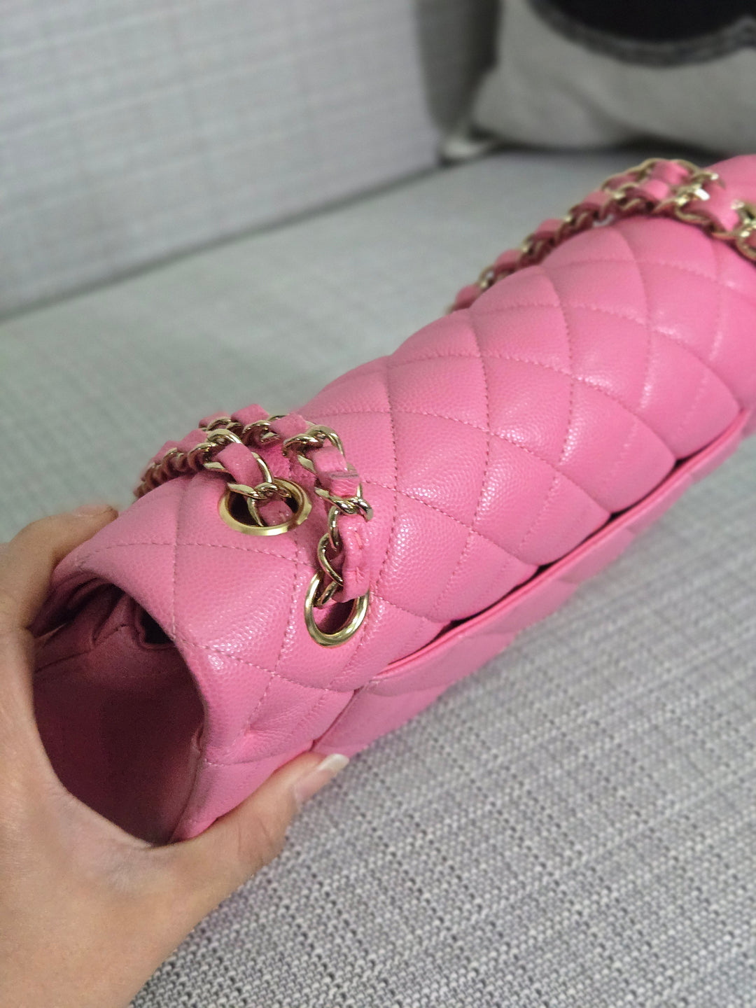 Chanel 21P 2021 Pre spring/summer collection Pink Caviar Champagne GHW 11.12 Timeless Classic Medium ML Double Flap Bag