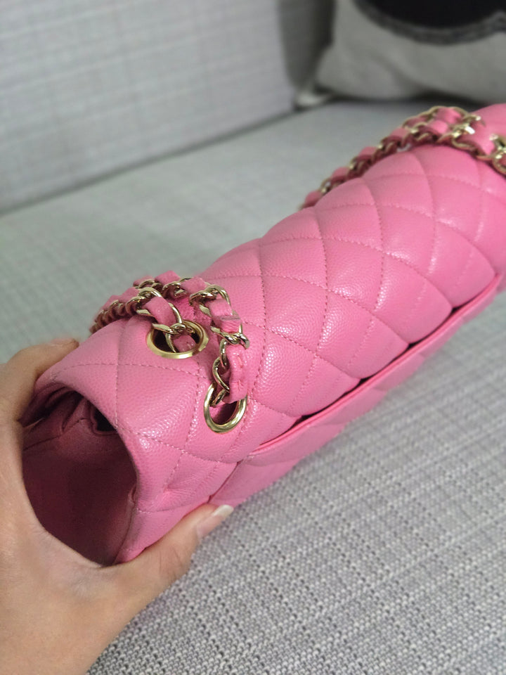 Chanel 21P 2021 Pre spring/summer collection Pink Caviar Champagne GHW 11.12 Timeless Classic Medium ML Double Flap Bag