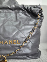 Load image into Gallery viewer, CHANEL 22 size Small in Grey Lambskin aged GHW with detachable pouch
