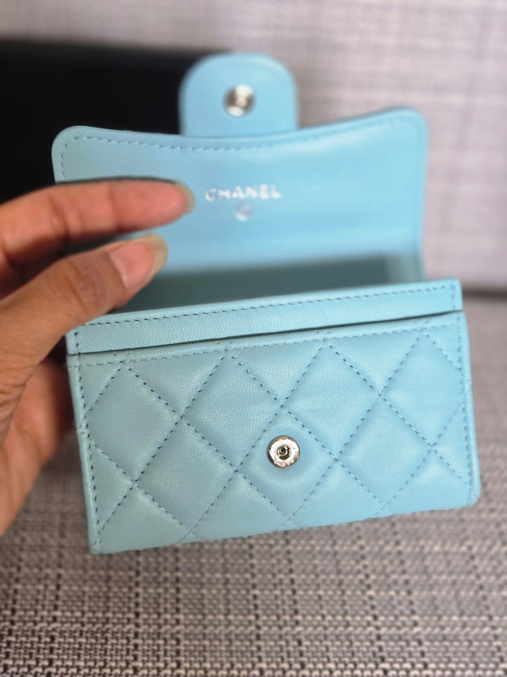 Chanel series 31 21S collection Bright Blue Lambskin SHW Flap Card Holder