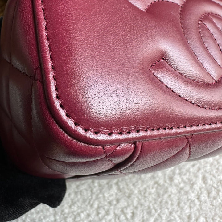 CHANEL 22K collection Burgundy Lambskin aged GHW Top Handle Vanity Case 2022