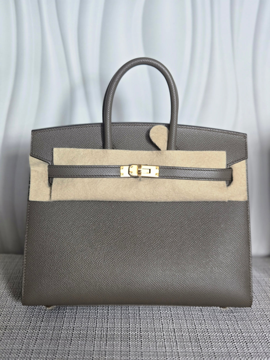 Hermes Birkin 25 Gris Etain Epsom Sellier Leather GHW stamp B 2023