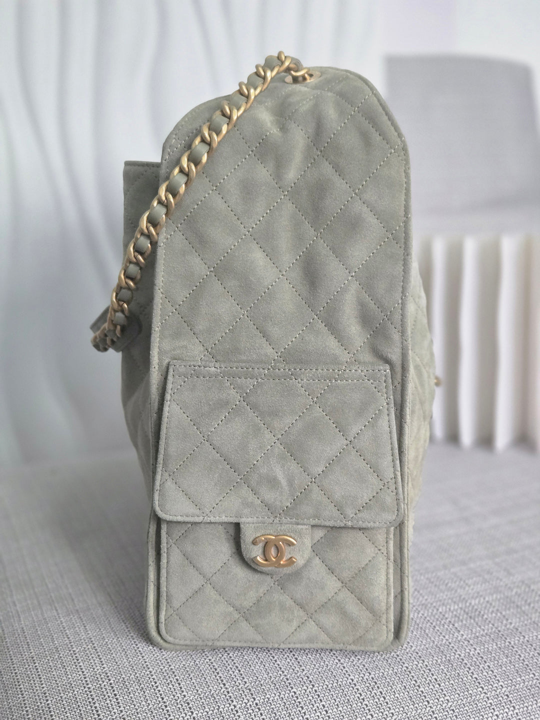 CHANEL 25C collection 2024/2025 cruise collection Khaki Suede Aged GHW 25 Hobo Bag size Medium