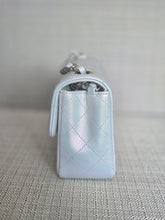 Load image into Gallery viewer, Chanel 21K collection 2021 Iridescent Light Blue Calf skin SHW Mini Rectangular Flap Bag
