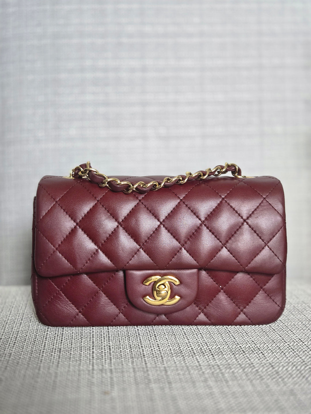 Chanel series 21 2015 15B Collection Burgundy Lambskin GHW Mini Rectangular Flap Bag