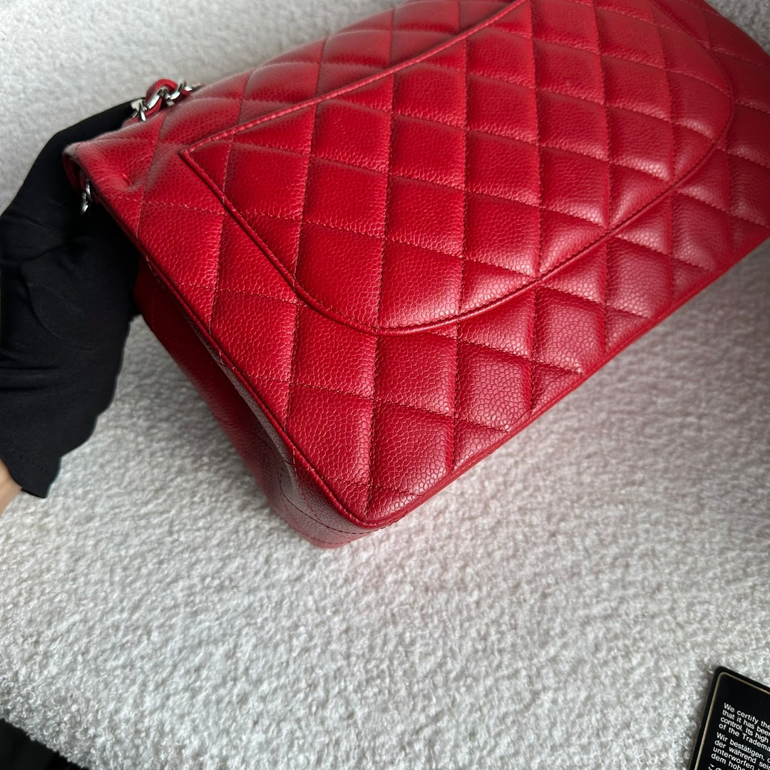 CHANEL series 19 14C Red Caviar SHW Jumbo Timeless Classic Double Flap Bag 2014