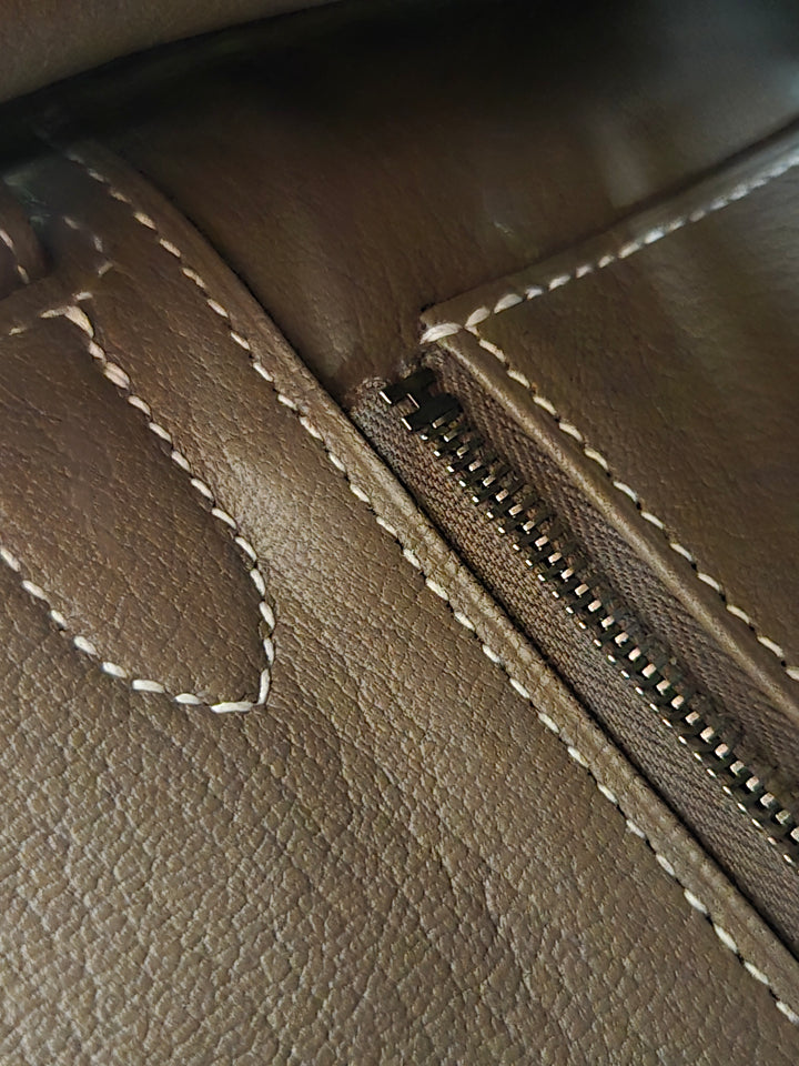 Hermes Etoupe Taupe Togo Leather PHW Birkin 30 Stamp C 2018