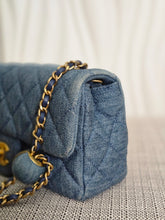 Load image into Gallery viewer, CHANEL 23C 2022/2023 Cruise collection Denim Pearl Crush Adjustable Chain Mini Rectangular Flap Bag with Aged GHW
