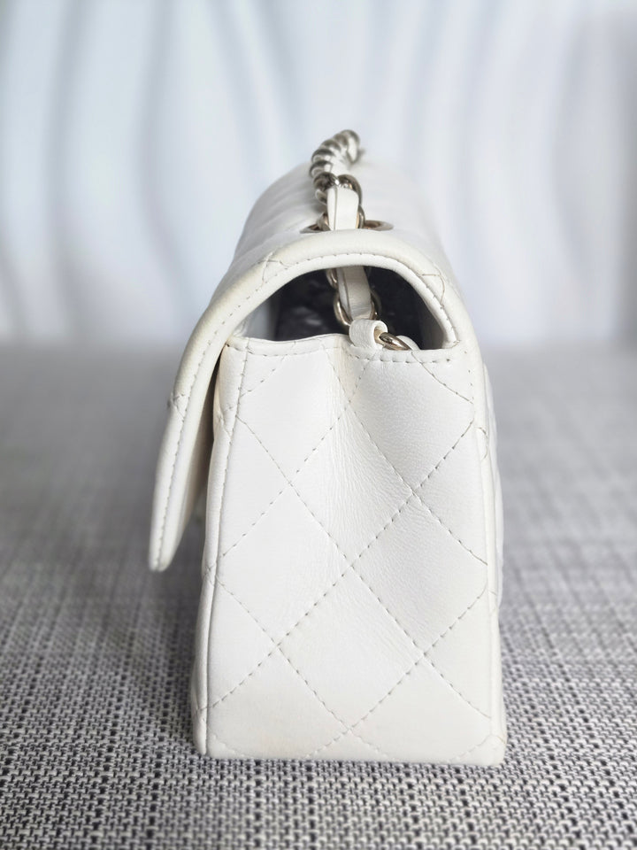 CHANEL series 23 2016 White Lambskin LGHW Mini Rectangular Flap Bag
