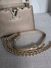 Load image into Gallery viewer, LOUIS VUITTON LV Metallic Taurillon Embellished Flower Crown Mini Capucines in Gold

