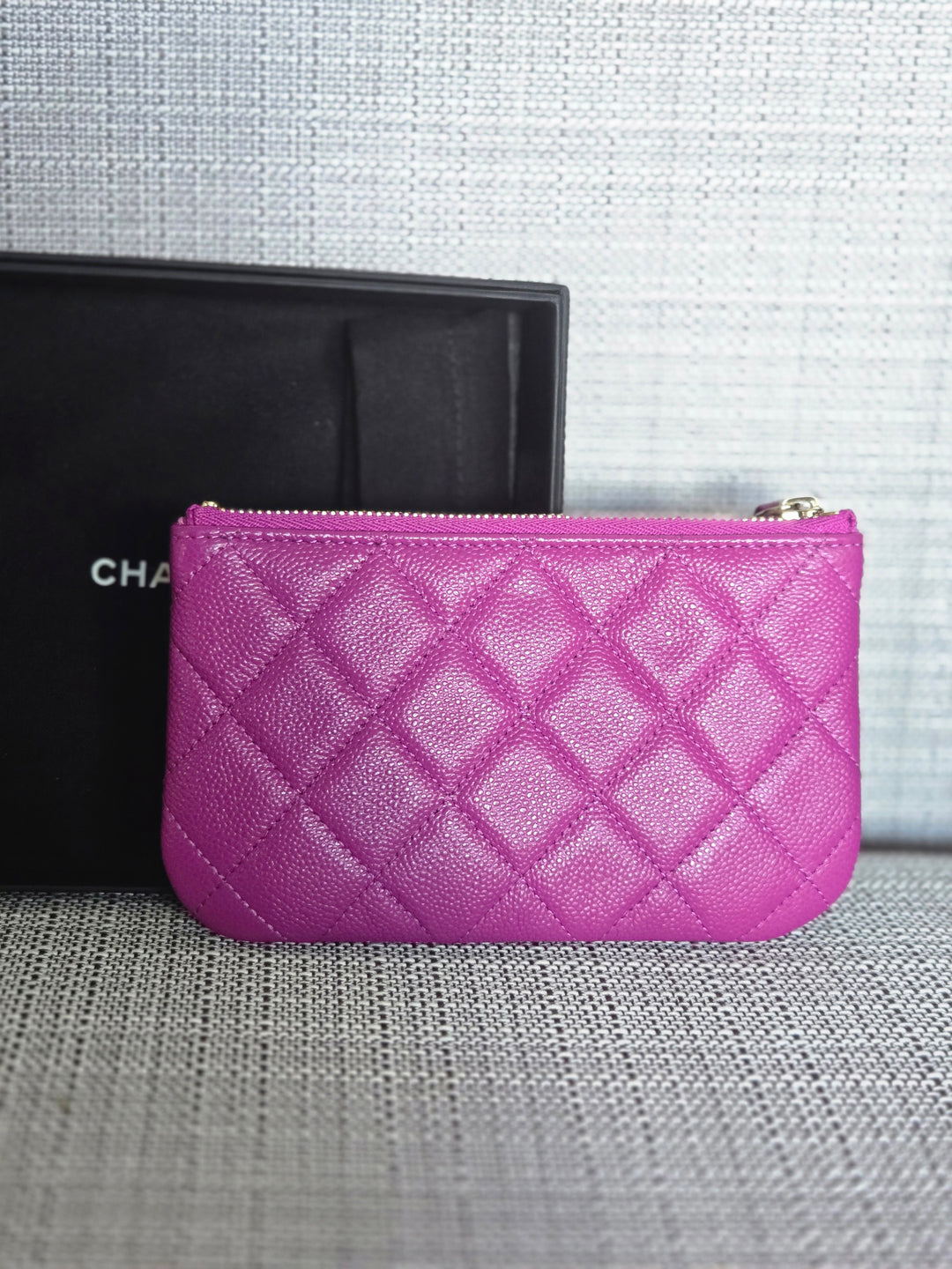 Chanel 2023 23C collection Purple Caviar LGHW Mini O Case/Pouch