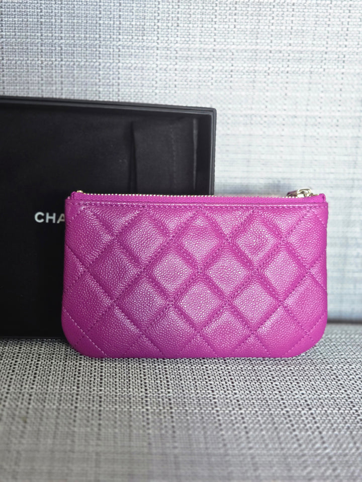 Chanel 2023 23C collection Purple Caviar LGHW Mini O Case/Pouch