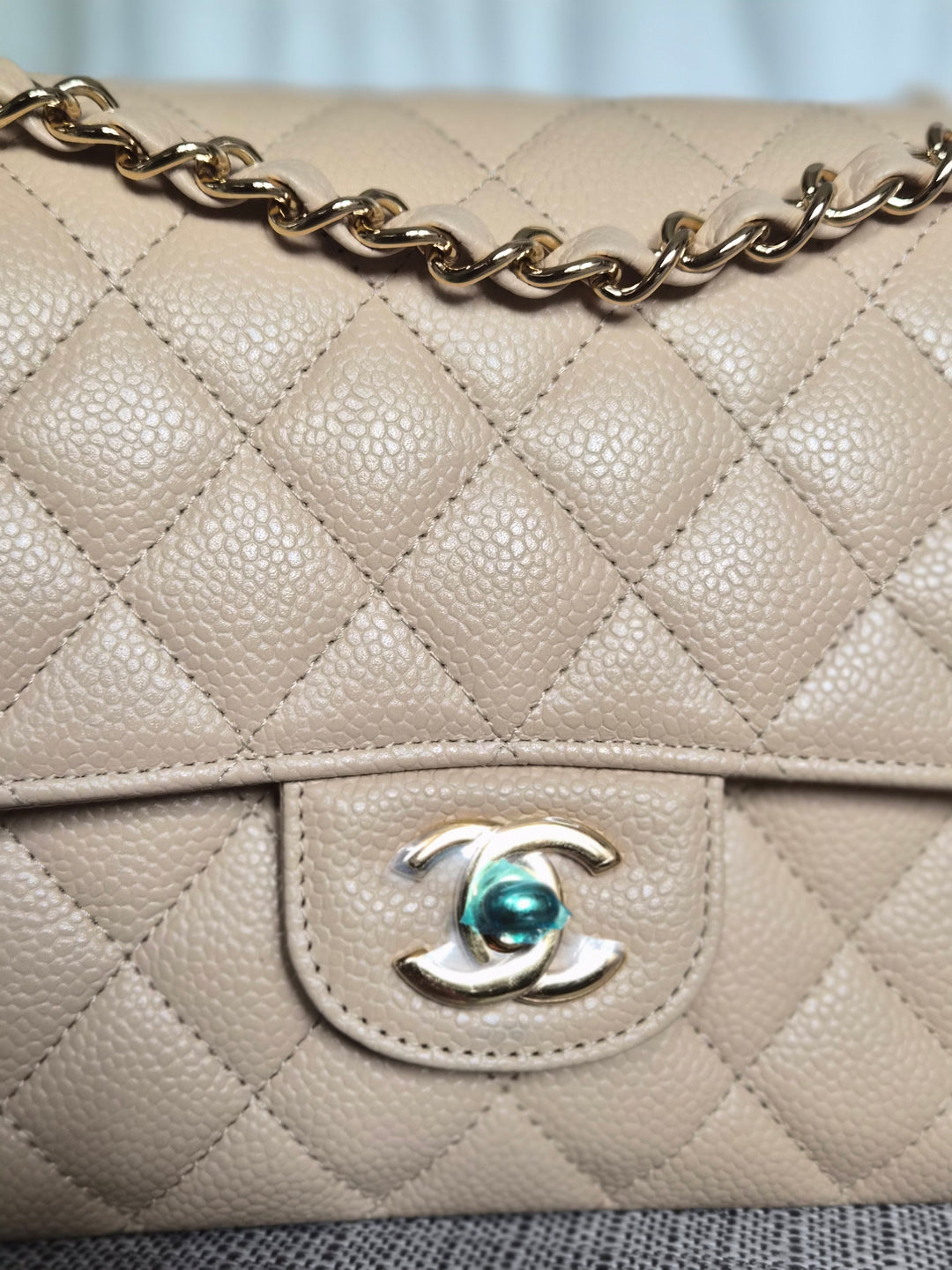 CHANEL series 15 2011/2012 Beige Clair Caviar GHW Medium ML Timeless Classic Double Flap Bag