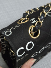 Load image into Gallery viewer, Chanel series 7 2002/2003 Black Canvas Quilted “COCO” Medium Classic Flap Light Gold Hardware
