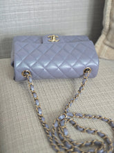 Load image into Gallery viewer, Chanel 22B Iridescent Light purple lambskin champagne GHW Mini Rectangular Flap Bag
