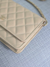 Load image into Gallery viewer, Chanel Beige Clair Caviar GHW Classic Wallet on Chain (WOC)
