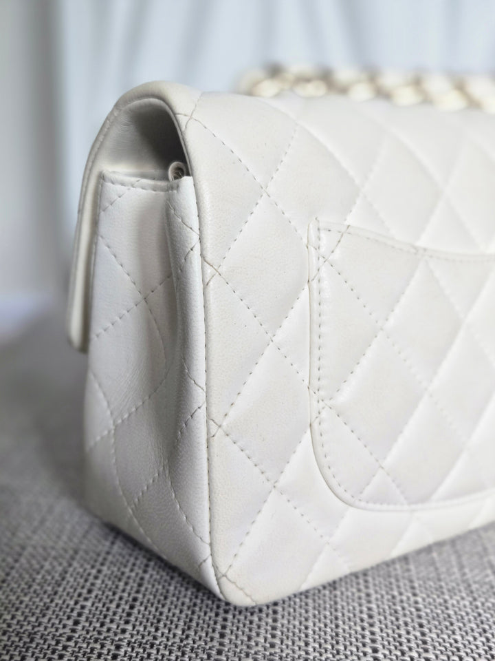 CHANEL series 23 2016 White Lambskin LGHW Mini Rectangular Flap Bag