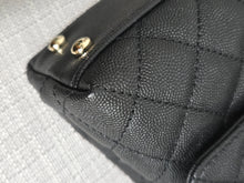 Load image into Gallery viewer, Chanel Black Caviar Champagne GHW Coco Handle Flap Bag size Small with Detachable Strap
