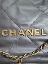 Load image into Gallery viewer, CHANEL 22 size Small in Grey Lambskin aged GHW with detachable pouch
