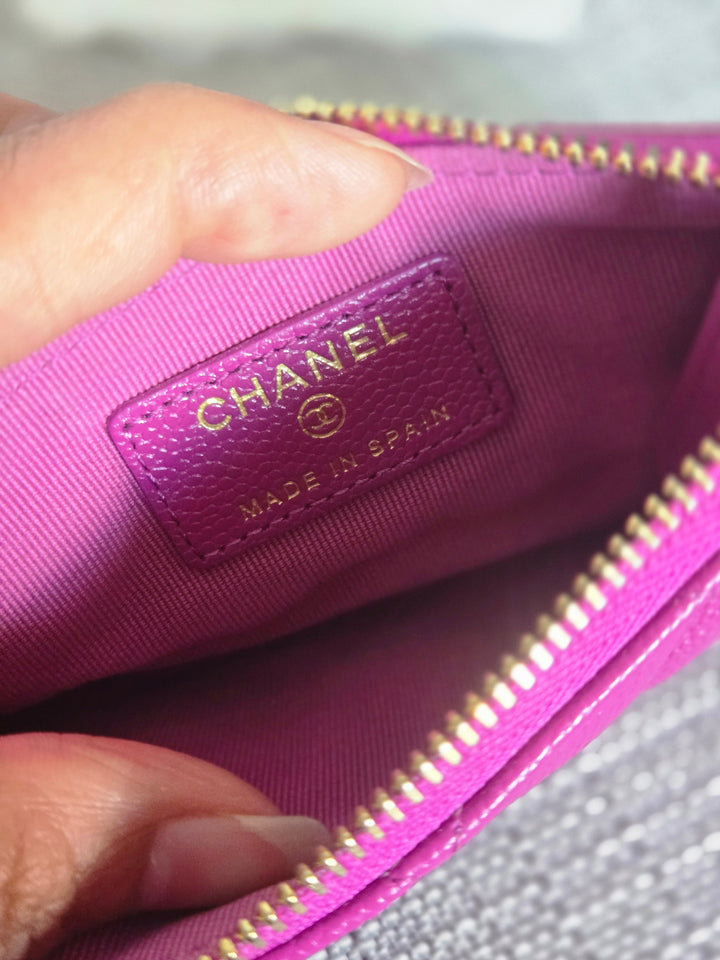 Chanel 2023 23C collection Purple Caviar LGHW Mini O Case/Pouch
