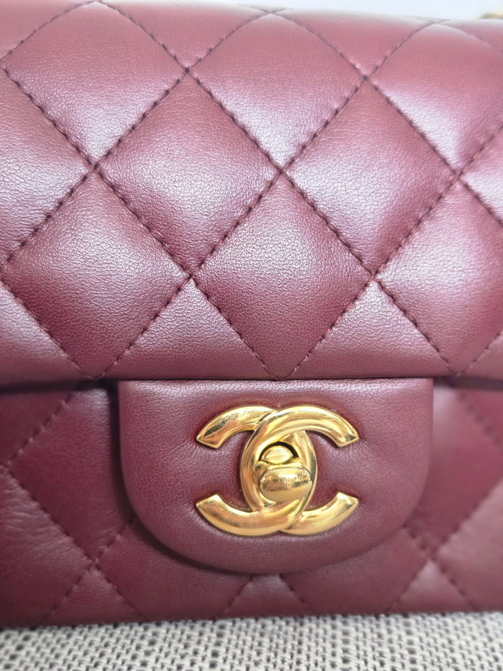 Chanel series 21 2015 15B Collection Burgundy Lambskin GHW Mini Rectangular Flap Bag
