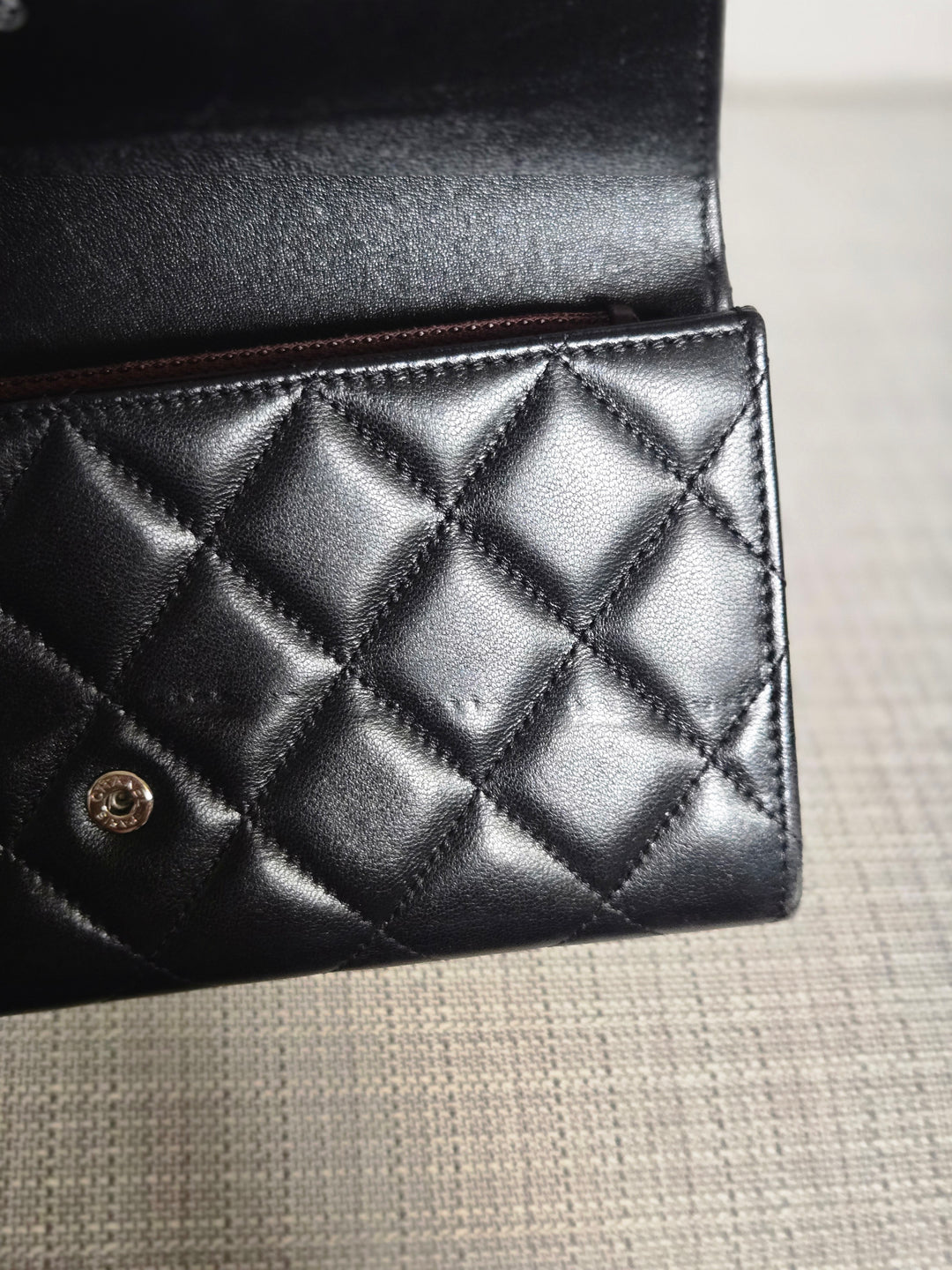 Chanel series 24 Black Lambskin SHW Full size Sarah Wallet