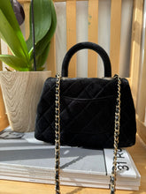 Load image into Gallery viewer, Chanel series 31 2020 20K collection Runway Crystal CC Black Velour Velvet LGHW Mini Coco Handle Flap Bag

