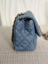 Load image into Gallery viewer, CHANEL 23C 2022/2023 Cruise collection Denim Pearl Crush Adjustable Chain Mini Rectangular Flap Bag with Aged GHW
