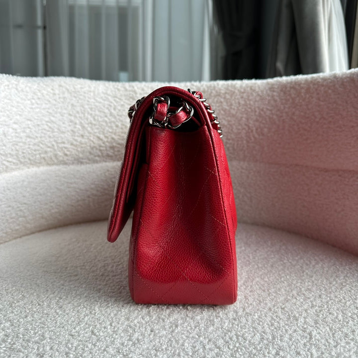 CHANEL series 19 14C Red Caviar SHW Jumbo Timeless Classic Double Flap Bag 2014