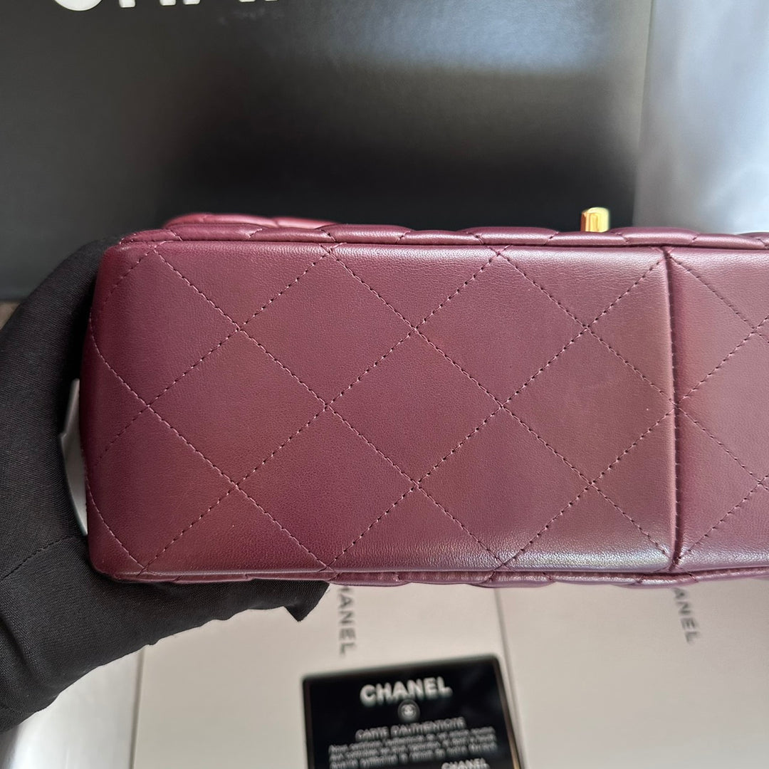 CHANEL series 16 Burgundy Lambskin LGHW Jumbo Timeless Classic Double Flap Bag 2012