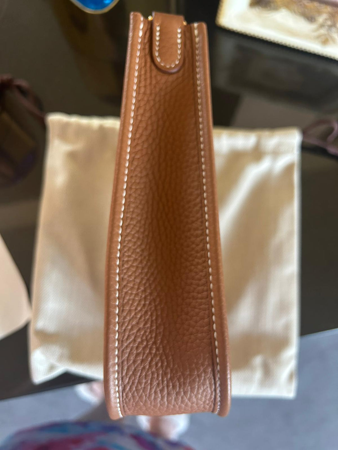 HERMES Gold Clemance Leather with GHW Mini Evelyne 16 TPM with detachable strap stamp W 2025