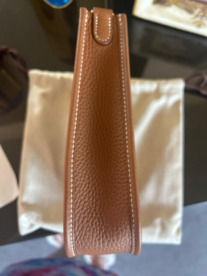 HERMES Gold Clemance Leather with GHW Mini Evelyne 16 TPM with detachable strap stamp W 2025