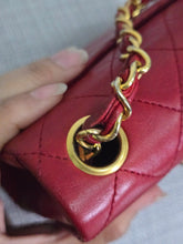 Load image into Gallery viewer, Chanel series 1 Red Lambskin 24K GHW Vintage Classic Mini Flap Bag
