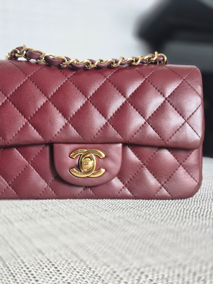 Chanel series 21 2015 15B Collection Burgundy Lambskin GHW Mini Rectangular Flap Bag