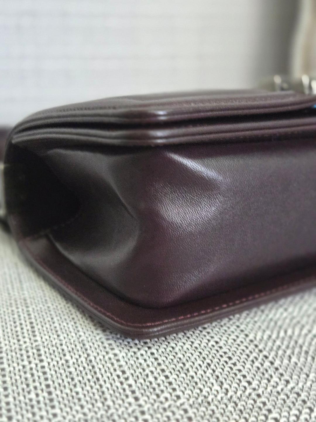 Chanel series 21 2015 Burgundy Lambskin Stingray Le Boy Flap Bag with RHW size Small