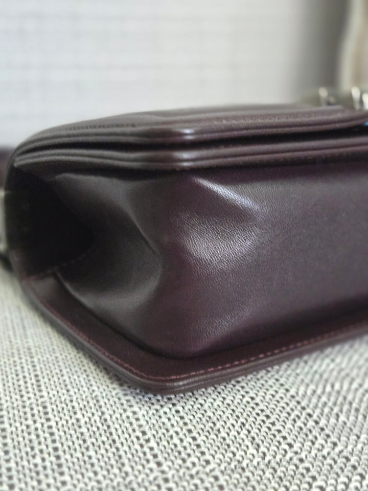 Chanel series 21 2015 Burgundy Lambskin Stingray Le Boy Flap Bag with RHW size Small