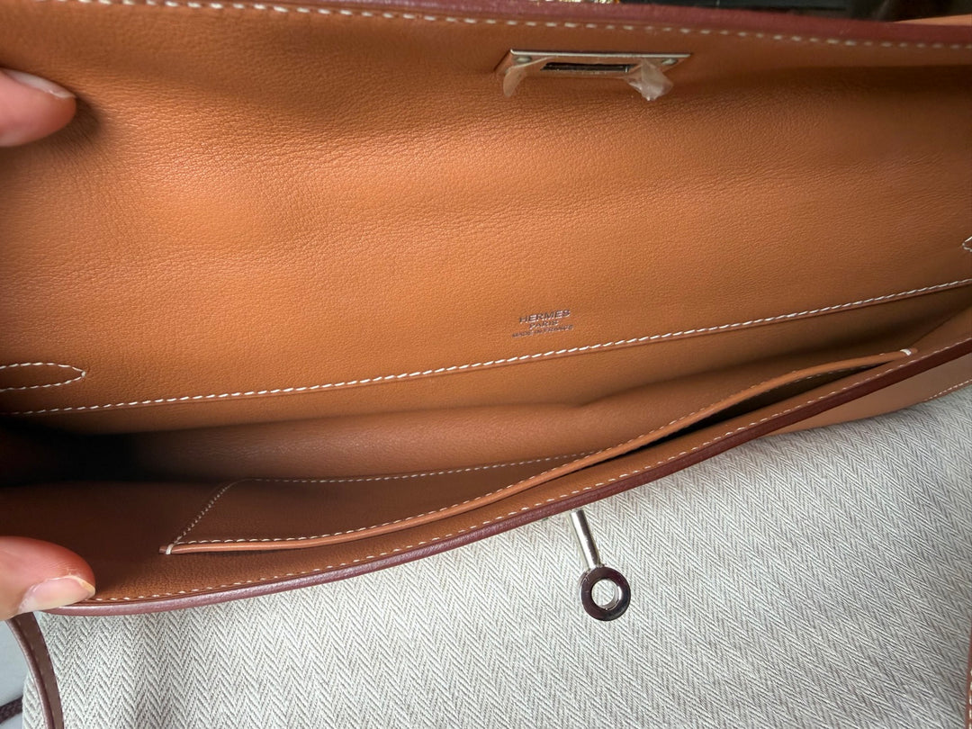 Hermès Kelly Cut Gold Swift Leather PHW Stamp R 2014