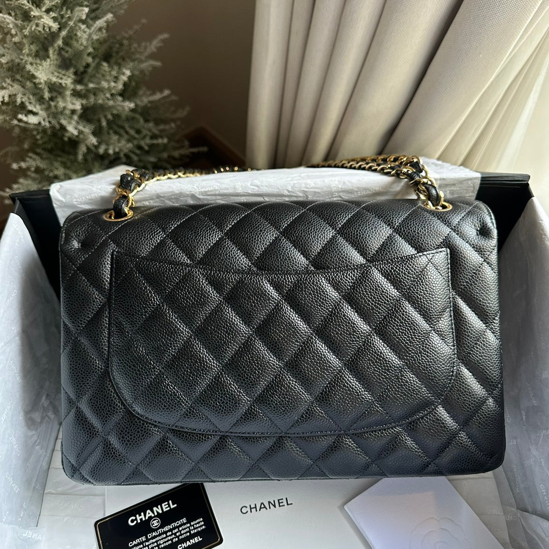 CHANEL series 159 2011/2012 Black Caviar GHW Jumbo Classic Timeless Double Flap Bag