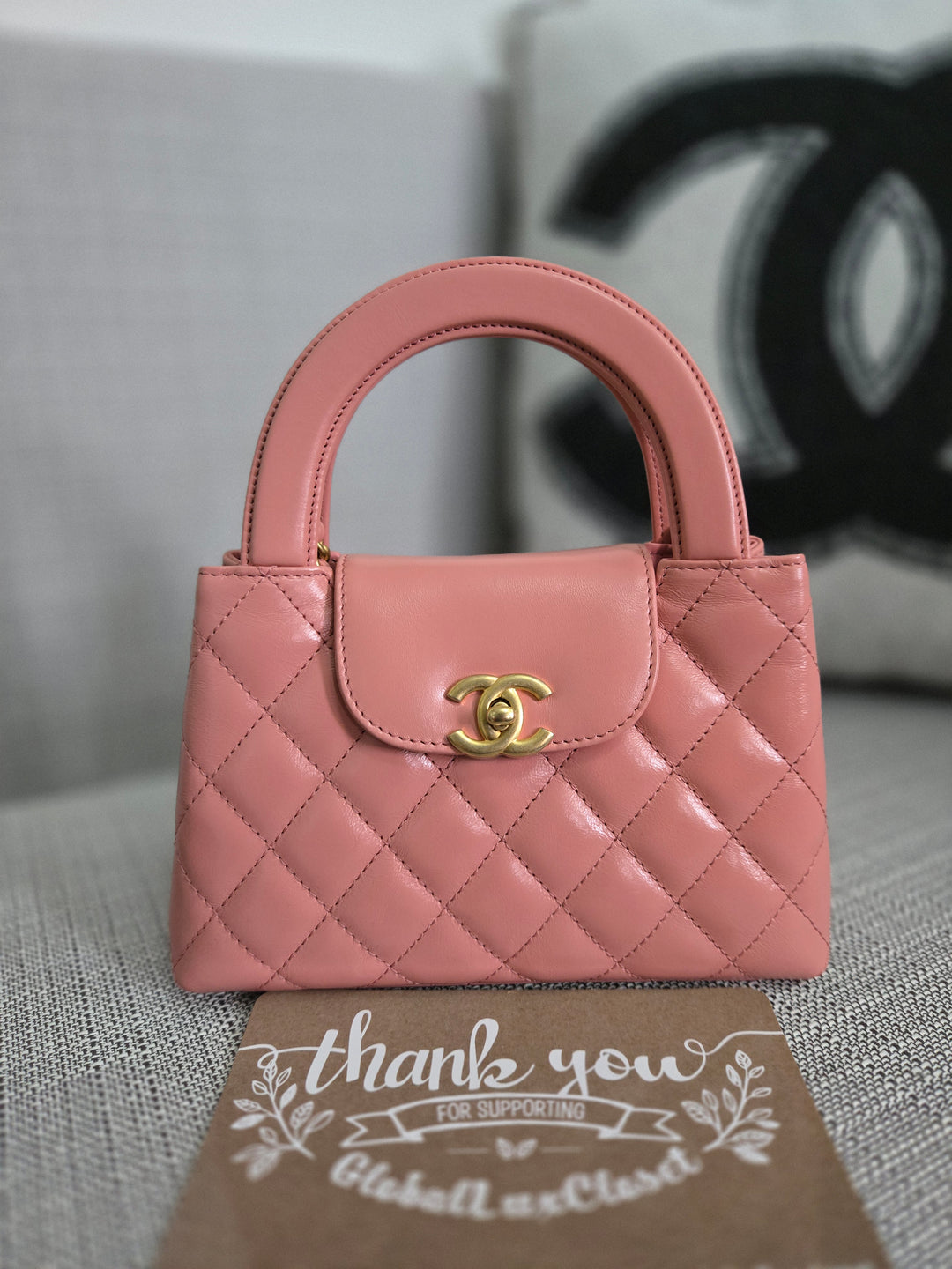 Chanel 23K Pink Lambskin GHW Nano Kelly Shopping Bag size Small (19 cms AS4416)