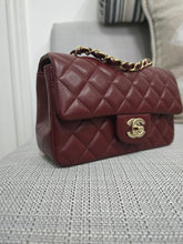 Load image into Gallery viewer, Chanel 23S 2023 Spring/Summer Collection Burgundy Lambskin Classic Mini Rectangular Flap Bag with Champagne GHW
