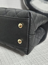 Load image into Gallery viewer, Chanel Black Caviar Champagne GHW Coco Handle Flap Bag size Small with Detachable Strap
