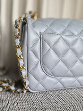 Load image into Gallery viewer, CHANEL Pearl Twist Pearly Silver Light Blue Lambskin Mini Flap Bag
